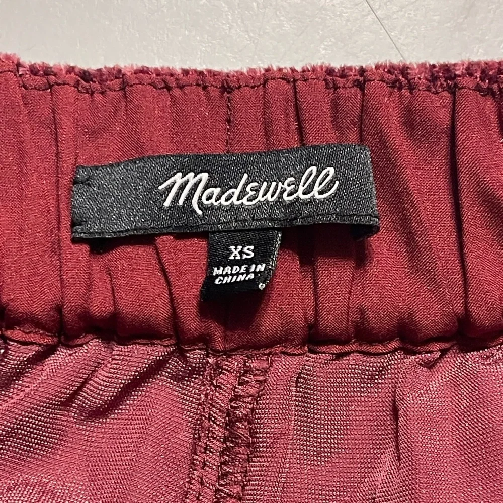 Madewell Women’s XS Burgundy Wine Velvet Tapered Pleat Pull On Pants